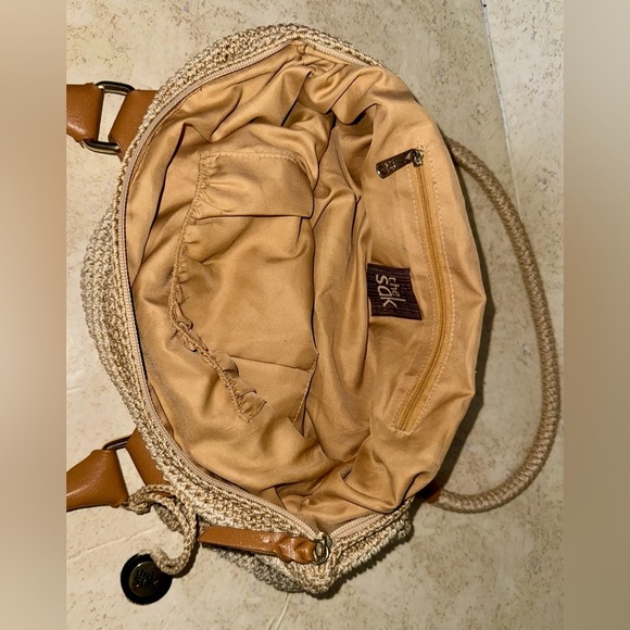 The Sak Cambria Crochet Woven Shoulder Bag Tote Sand Stripe - Picture 13 of 13